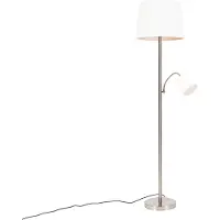QAZQA Smart golvlampa stål med vit skärm inkl Wifi A60 och E14 - Retro