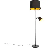 QAZQA Smart golvlampa svart med guld inkl WiFi A60 och E14 - Retro