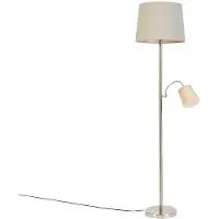 QAZQA Smart golvlampa stål med grå skärm inkl wifi A60 och E14 - Retro