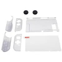Mtp Products SW369 6-in-1 Clear Case Kit för Nintendo Switch, skalskydd mot repor med skärmskydd och grepplock