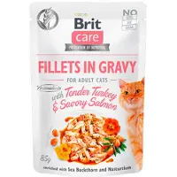 Brit Care Filéer i gravy Mager kalkon &amp; smakrik lax 24 x 85 g