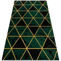 Rugsx Exklusiv EMERALD Matta 1020 glamour, snygg marble, trianglar flaska grön / guld 180x270 cm
