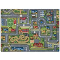 Rugsx REBEL ROADS City life 97 Stad, halkfri för barn - grå 95x200 cm