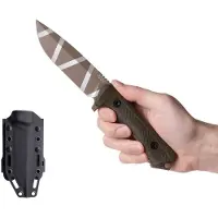 Acta Non Verba ANV P250 P250-005 Cerakote Coyote Camo Sleipner, Olive GRNPU, survival knife