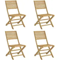 vidaXL 4-pack Fällbara Trädgårdsstolar, Stolar med Ryggstöd, Utomhusmöbler för Terrass, Modern, Massivt Trä 365740