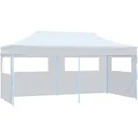 vidaXL Pop-Up hopfällbart partytält med sidoväggar 3x6 m stål vit