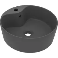 vidaXL Handfat med bräddavlopp matt mörkgrå 36x13 cm keramik