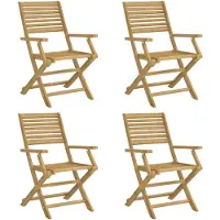 vidaXL Set med 4 Hopfällbara Trädgårdsstolar, Stolar med Ryggstöd, Utomhusmöbler för Terrass, Modern, Massivt Trä 365738
