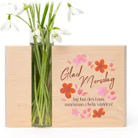 Smartphoto Glasvas i träblock - Blommor - Kort citat