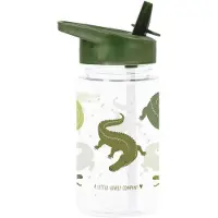 A Little Lovely Company Vattenflaska m. Sugrör - 450 ml - Krokod - - One Size - Vattenflaska
