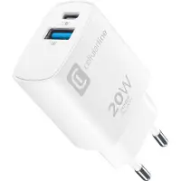 Cellularline USB-laddare 20 W USB-A, USB-C Power Delivery Vit Vägguttag Snabbladdare, USB Power Delivery (USB-PD)