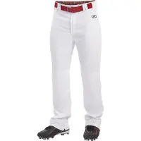 Rawlings herr LAUNCH Serie Baseballbyxor | Fullängd Semi-Relaxed Passform | Vuxenstorlekar | Vita | XX-Large