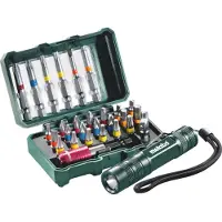 Metabo 626721000 Bit-Set 29 delar Stjärnspår Pozidriv, Stjärnspår Phillips, Spår, Inner-sexkantig, Inner-sextandhålsgrepp (TX) inkl. LED Mini-ficklampa