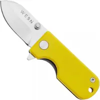 WESN Microblade SN01-6, D2, Mustard G10, Titanium, pocket knife