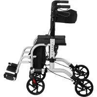 Uniprodo Rullator - Transportrullstol - 2-in-1 - Silver - 120 kg