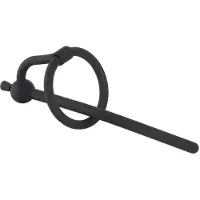 Penisplug - dilatator med ollonring - silikon 0,6mm svart