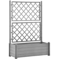 vidaXL Odlingslåda med spaljé 100x43x142 cm PP grå