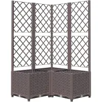 vidaXL Odlingslåda med spaljé brun 80x80x136 cm PP