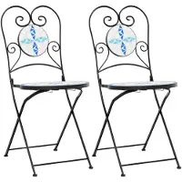 vidaXL Set av 2 Fällbara Bistrostolar, Terrassstolar, Balkongstolar, Utemöbler, Blå och Vit 4003404