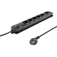 Qoltec - Överspänningsskydd - AC 230 V - 3680 Watt - utgångskontakter: 6 - 3 m sladd - Europa - svart