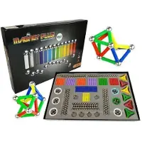 Leantoys Zestaw Magnastix Klocki Magnetyczne 560 + Tablica