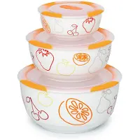 OURSSON BS2981RC/OR, Skåluppsättning, Rund, Keramiska, Orange, Vit, 1,7 l, Personal