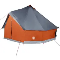 vidaXL Familjetält tipi 12 person grå och orange vattentätt
