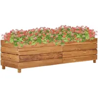 vidaXL upphöjd säng 150x40x38 cm massiv teak trä och stål 47423