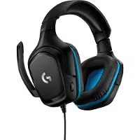 Logitech G432 Spel Over Ear-hörlurar Sladd 7.1 Surround Svart, Blå Volymkontroll, Mikrofonljudavstängning