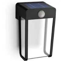 Philips LED-solcellsvägglampa Shroud, svart/klar, sensor Shroud, Svart, Syntetmaterial, Modern, Solcellslampa utomhus