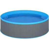 vidaXL Plaskpool med hängande skimmer och pump 350x90 cm grå