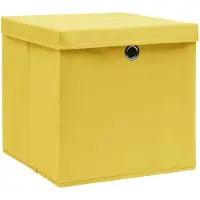 vidaXL Förvaringslådor med lock 10 st 28x28x28 cm gul