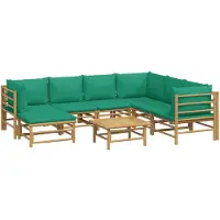 vidaXL Loungegrupp 8 delar gröna dynor bambu