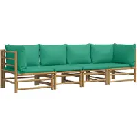 vidaXL Loungegrupp 4 delar gröna dynor bambu