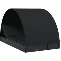 vidaXL Transat 2 platser med svart rund tak 211x112x140 cm, solstol, utemöbel, lounge säng, säng av 319656