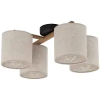 TK Lighting Taklampa Deva, 4 lampor, textil Deva , dimbar, Ljust trä, Vardagsrum / matsal, Trä, Skandinavisk