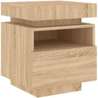 vidaXL Sängbord med LED-belysning sonoma-ek 40x39x48,5 cm