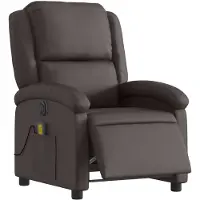 vidaXL Elektrisk massagefåtölj mörkbrun äkta läder