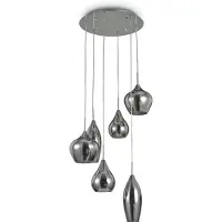Ideal Lux Glas pendellampa Soft, dimbar, Aluminium / grå / zink, Vardagsrum / matsal, Glas, Pendellampa