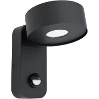 Eglo LED-utomhusvägglampa Palosco, svart, höjd 17 cm, metall, rörelsesensor Palosco, Svart, Metall, Modern, Utomhusvägglampa