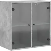 vidaXL Sidoskåp med glasdörrar betonggrå 68x37x68,5 cm