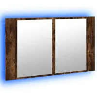 Super Merchant Vidaxl Badrumsskåp med Spegel och LED, Bränd Ek, 80X12X45, Akryl