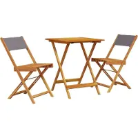 vidaXL Caféset 3 delar antracit tyg och massivt trä
