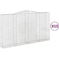 vidaXL Gabioner bågformade 15 st 400x50x220/240 cm galvaniserat järn