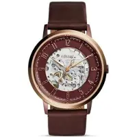 Fossil Herrklocka Retro Muse med automatisk urtavla, med urtavla i rostfritt stål och läderarmband. Snygg design, perfekta affärstillfällen, födelsedag ME3137 vin