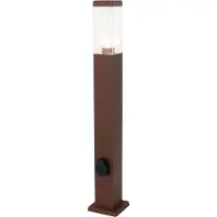QAZQA Utomhuslampa rostbrun 80 cm med uttag IP44 - Malios