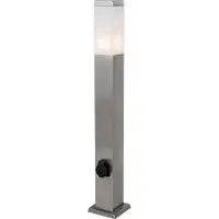 QAZQA Utomhuslampa stål 80 cm med sockel IP44 - Malios