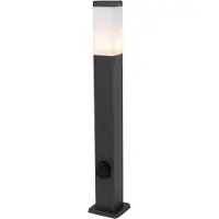 QAZQA Utomhuslampa mörkgrå 80 cm med sockel IP44 - Malios