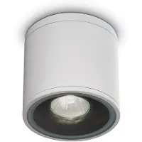 Ideal Lux taklampa Gun, vit, aluminium, IP44, GU10 dimbar, Vitt / opal, Badrum, Aluminium / grå / zink, Taklampa