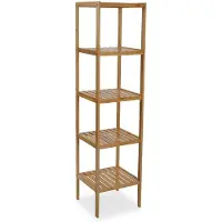 Jamon Badrumsskåp med hyllor Louis - 140 x 33 x 34 cm - Hyllor för organisation 5 hyllor i Bambu - Brun - Versa brun